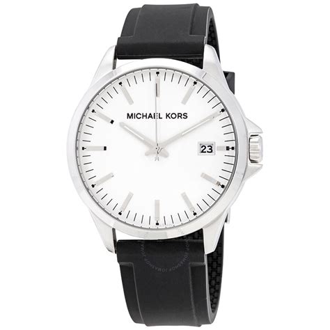 michael kors watch mk7070|Men's Rubber White Dial Watch .